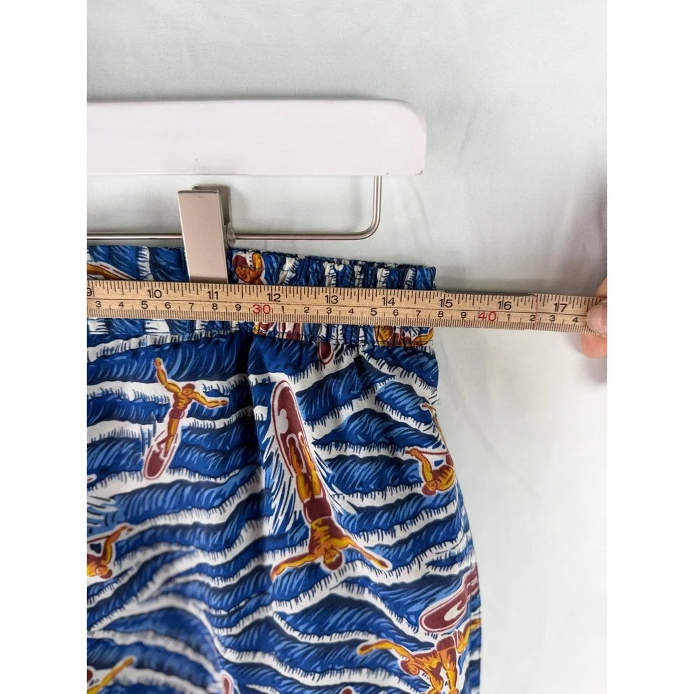 Polo Sport Ralph Lauren Mens Blue Surfer Wave Print‎ Swim Trunks Size M Vintage